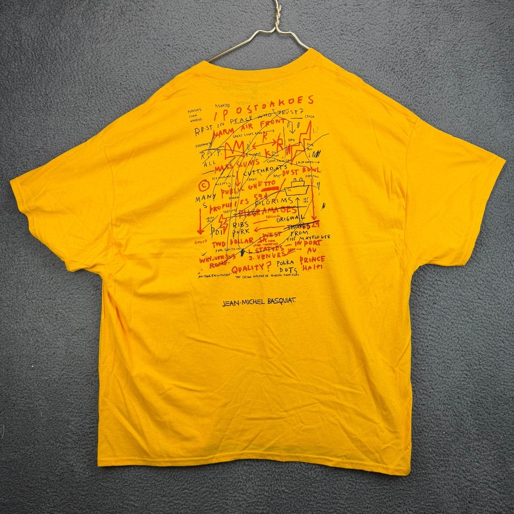 Jean-Michel Basquiat Graphic T-Shirt Mens 3X Yellow Cotton Art Skull Print - Picture 6 of 7
